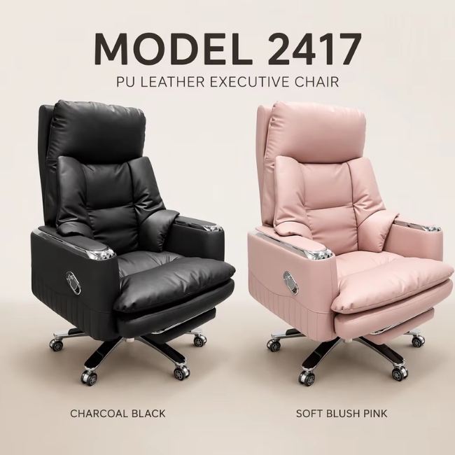 Ghế giám đốc luxury ngả lưng có gác chân bọc da PU: SG - 2417 - $hienthicat