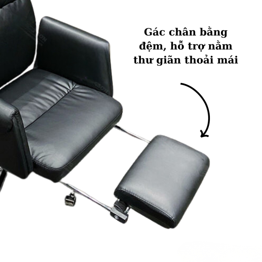 Ghế xoay giám đốc da Pu màu đen ngả lưng có gác chân: SG - 5907 - $hienthicat