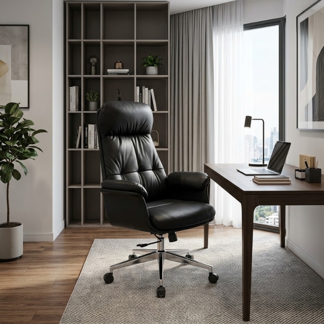 Ghế xoay giám đốc văn phòng bọc da blak, grey: SG - 3808 Ghế xoay giám đốc văn phòng bọc da blak, grey: SG - 3808 - $hienthicat