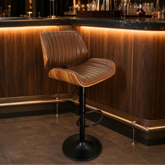 Ghế bar chân trụ điều chỉnh độ cao lưng gỗ plywood bọc da cao cấp: SG - 4136 - $hienthicat