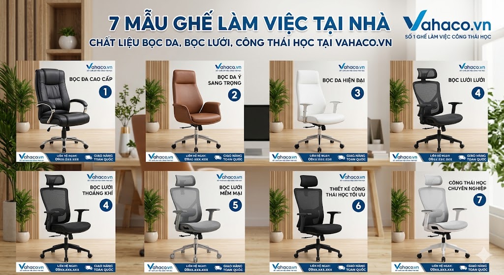 7 Mẫu Ghế Làm Việc Tại Nhà Tốt Cho Cột Sống Tại Vahaco.vn