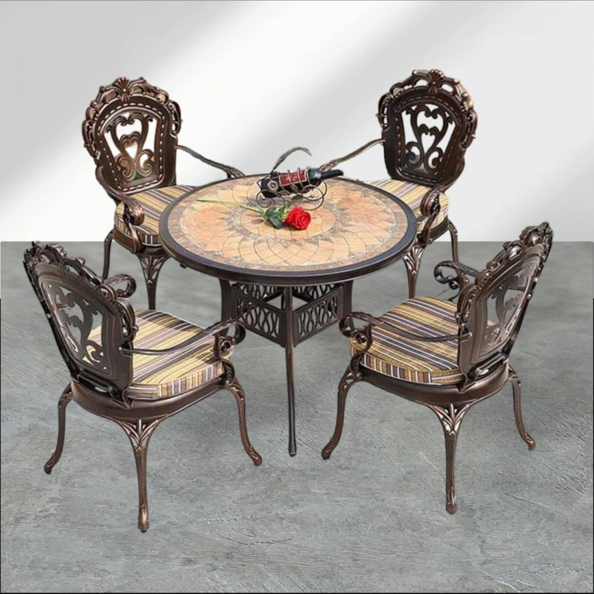 Bộ bàn tròn sân vườn 4 ghế nhôm đúc: SG - V050 - $hienthicat