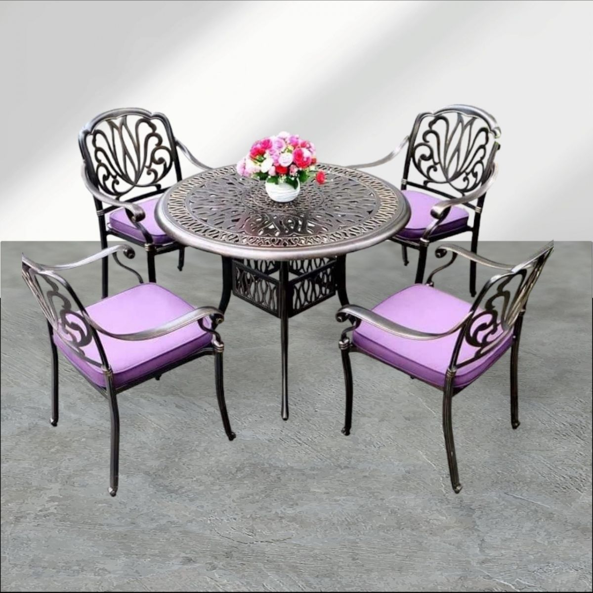 Bộ bàn tròn sân vườn 4 ghế nhôm đúc: SG - V050 - $hienthicat