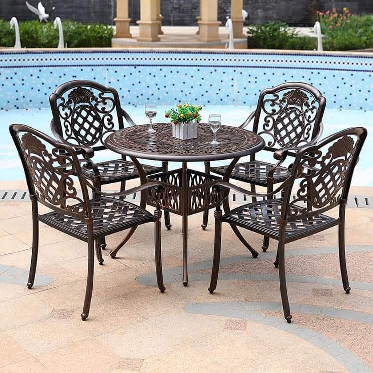 Bộ bàn tròn sân vườn 4 ghế nhôm đúc: SG - V050 - $hienthicat