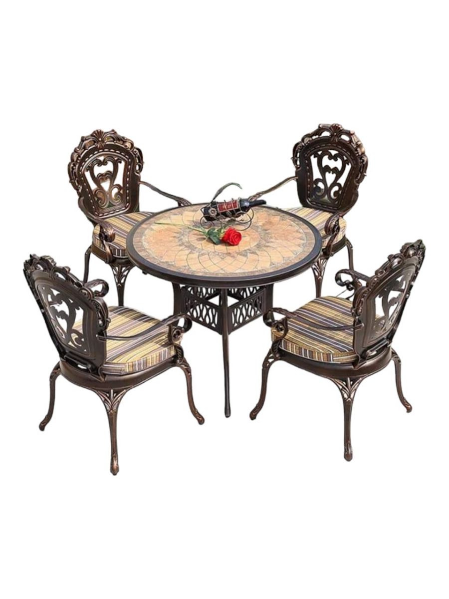 Bộ bàn tròn sân vườn 4 ghế nhôm đúc: SG - V050 - $hienthicat
